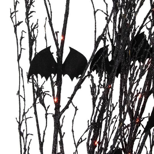 4ft. Black & Orange Lighted Glitter Halloween Branches, 5ct.